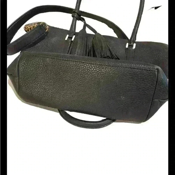 Authentic Tory Burch Tassel Handbag Navy Blue Pebble Leather - Picture 4 of 5